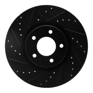 Mazda 3 Brake Rotor (1) - Front Left - R1 Concepts - Drilled & Slotted - Black - `07-`13